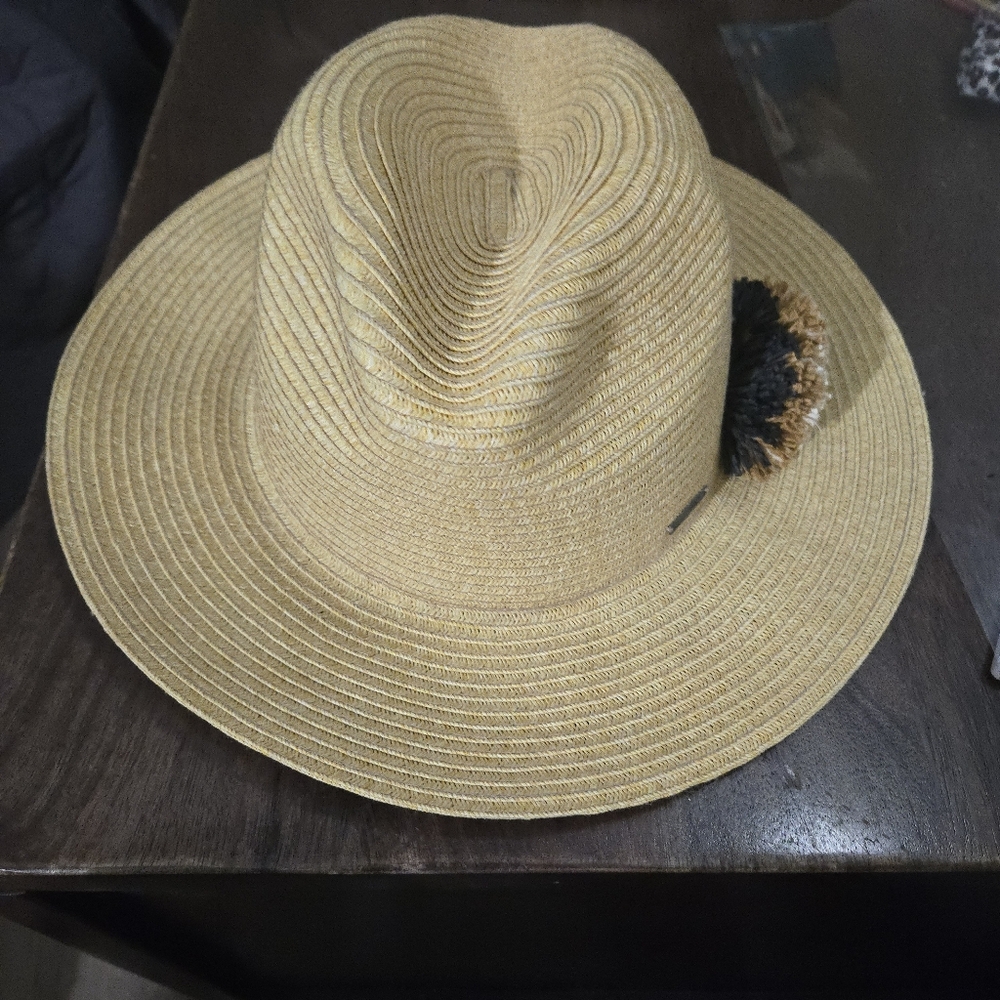 Roxy Gold Sun Hat with Pom Pom  Accent